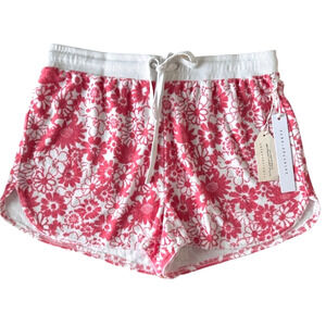 Jane & Delancey Women's Terry Shorts Drawstring w/ Pockets Size M Pink Floral